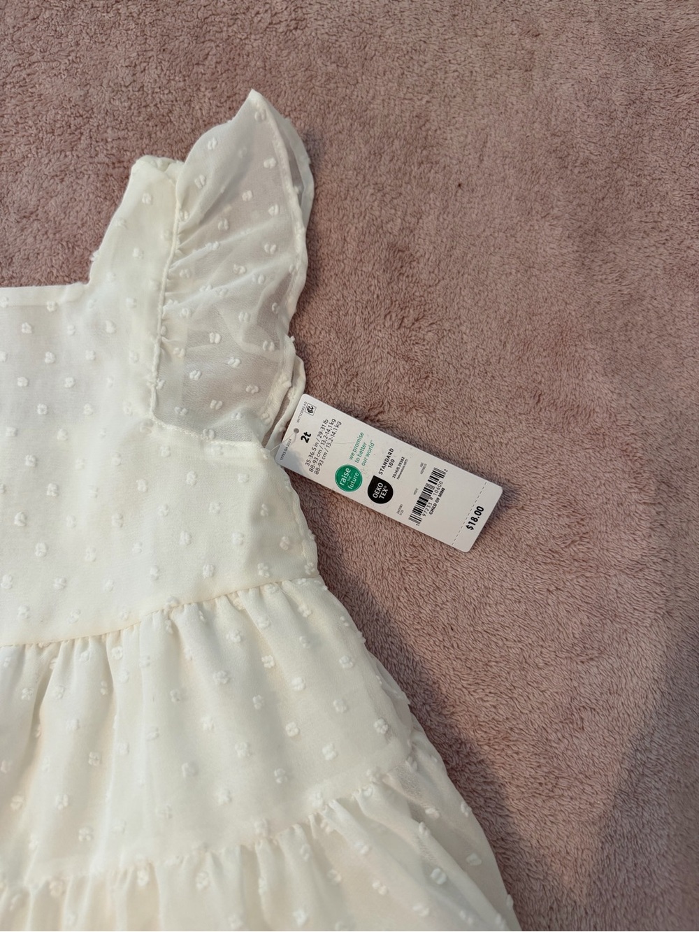 Carter's White Swiss Dot Tiered Dress with Ruffled Sleeves NWT - Picture 2 of 7